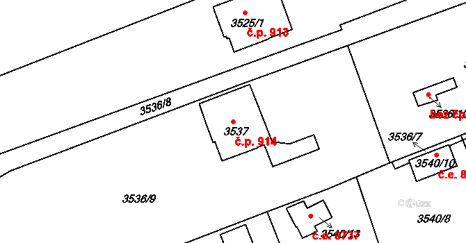 Střekov 914, Ústí nad Labem na parcele st. 3537 v KÚ Střekov, Katastrální mapa