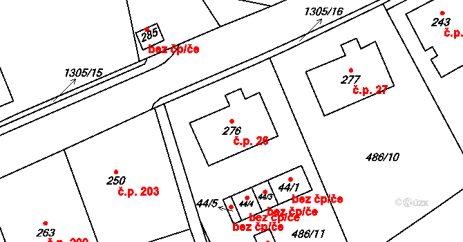Lichkov 26 na parcele st. 276 v KÚ Lichkov, Katastrální mapa
