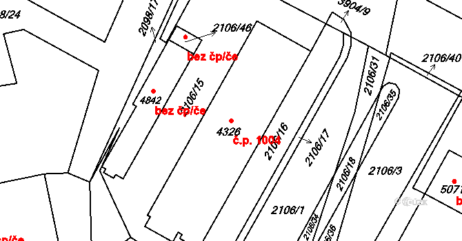 Žamberk 1004 na parcele st. 4326 v KÚ Žamberk, Katastrální mapa