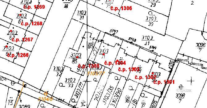 Poděbrady III 1304, Poděbrady na parcele st. 3103/71 v KÚ Poděbrady, Katastrální mapa