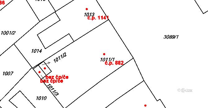 Nusle 882, Praha na parcele st. 1011/1 v KÚ Nusle, Katastrální mapa