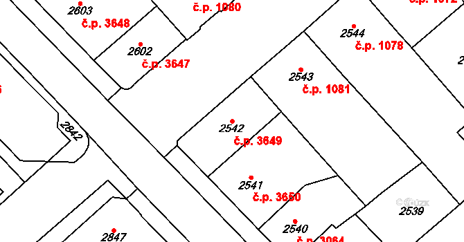 Chomutov 3649 na parcele st. 2542 v KÚ Chomutov I, Katastrální mapa