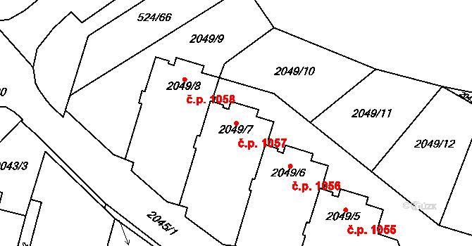 Bludovice 1057, Havířov na parcele st. 2049/7 v KÚ Bludovice, Katastrální mapa