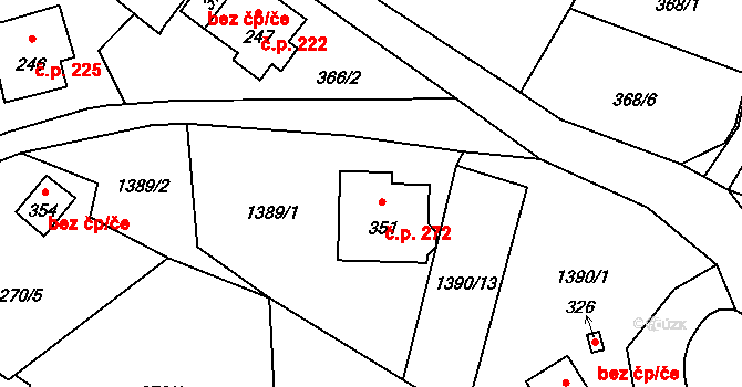 Bernov 272, Nejdek na parcele st. 351 v KÚ Bernov, Katastrální mapa