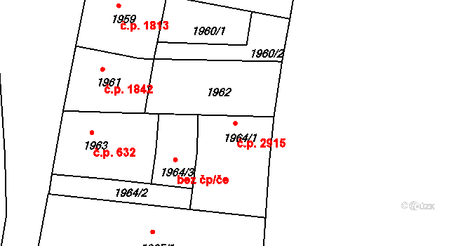Tábor 2915 na parcele st. 1964/1 v KÚ Tábor, Katastrální mapa
