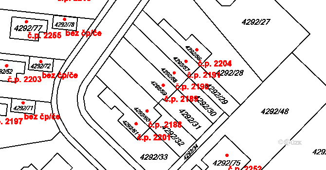 Zábřeh 2189 na parcele st. 4292/59 v KÚ Zábřeh na Moravě, Katastrální mapa