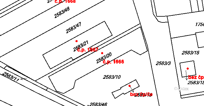 Rychnov nad Kněžnou 1666 na parcele st. 2583/20 v KÚ Rychnov nad Kněžnou, Katastrální mapa