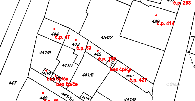 Spořice 168 na parcele st. 442 v KÚ Spořice, Katastrální mapa