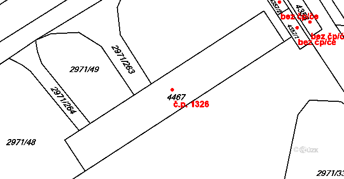 Kuřim 1326 na parcele st. 4467 v KÚ Kuřim, Katastrální mapa