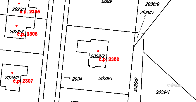 Žďár nad Sázavou 3 2302, Žďár nad Sázavou na parcele st. 2028/2 v KÚ Město Žďár, Katastrální mapa