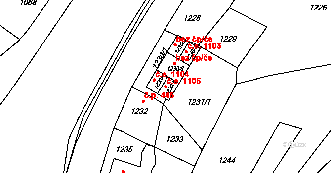 Velké Meziříčí 1105 na parcele st. 1230/5 v KÚ Velké Meziříčí, Katastrální mapa