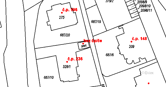 Mariánské Lázně 42158842 na parcele st. 328/2 v KÚ Úšovice, Katastrální mapa