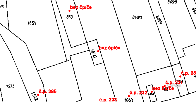 Lomnice 42187842 na parcele st. 107/3 v KÚ Lomnice u Tišnova, Katastrální mapa