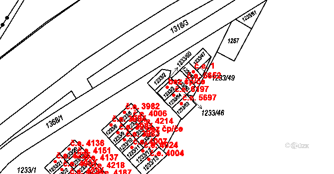Ústí nad Labem 43379842 na parcele st. 1233/3 v KÚ Bukov, Katastrální mapa