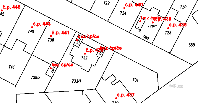 Brno 45584842 na parcele st. 733/3 v KÚ Černá Pole, Katastrální mapa