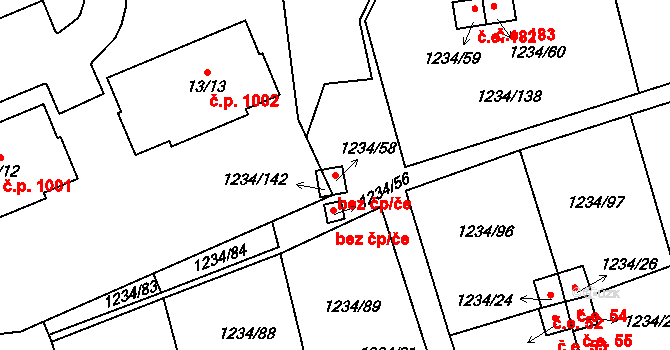 Vejprnice 45810842 na parcele st. 1234/58 v KÚ Vejprnice, Katastrální mapa
