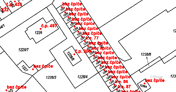 Velká Bystřice 47372842 na parcele st. 1249 v KÚ Velká Bystřice, Katastrální mapa