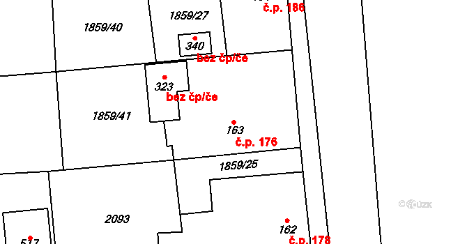 Bečov 176 na parcele st. 163 v KÚ Bečov u Mostu, Katastrální mapa