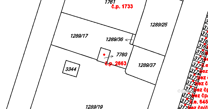 Cheb 2663 na parcele st. 7780 v KÚ Cheb, Katastrální mapa