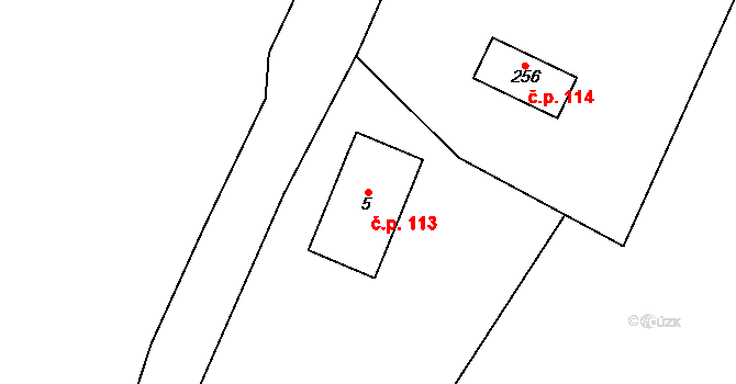 Prostřední Lipka 113, Králíky na parcele st. 5 v KÚ Prostřední Lipka, Katastrální mapa