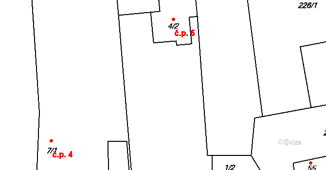 Sedlec 5, Žebrák na parcele st. 4/2 v KÚ Sedlec u Žebráku, Katastrální mapa