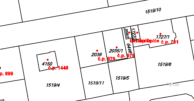 Beroun-Město 979, Beroun na parcele st. 2036 v KÚ Beroun, Katastrální mapa