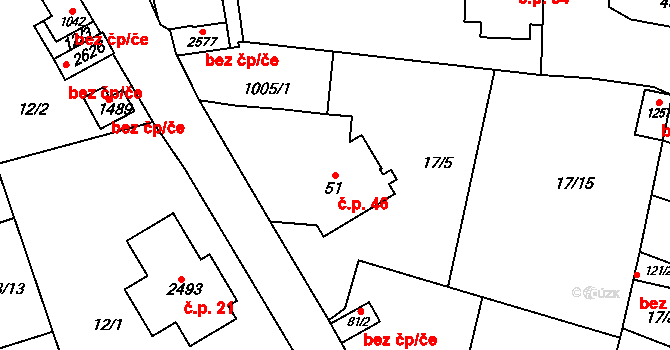 Lobeček 46, Kralupy nad Vltavou na parcele st. 51 v KÚ Lobeček, Katastrální mapa