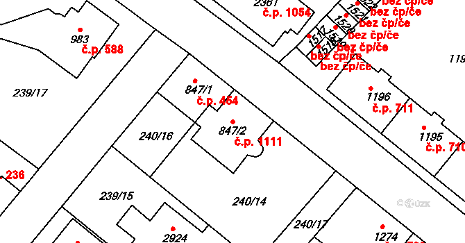 Sušice II 1111, Sušice na parcele st. 847/2 v KÚ Sušice nad Otavou, Katastrální mapa