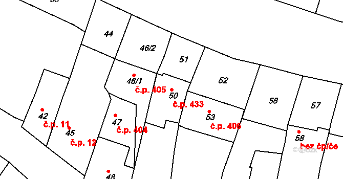 Česká Skalice 433 na parcele st. 50 v KÚ Česká Skalice, Katastrální mapa