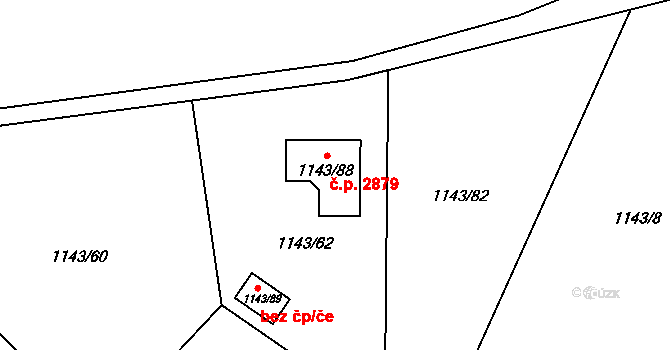 Rožnov pod Radhoštěm 2879 na parcele st. 1143/88 v KÚ Tylovice, Katastrální mapa