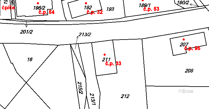 Sychotín 33, Kunštát na parcele st. 211 v KÚ Sychotín, Katastrální mapa