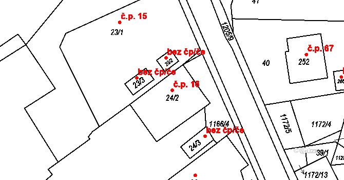 Chromeč 16 na parcele st. 24/2 v KÚ Chromeč, Katastrální mapa