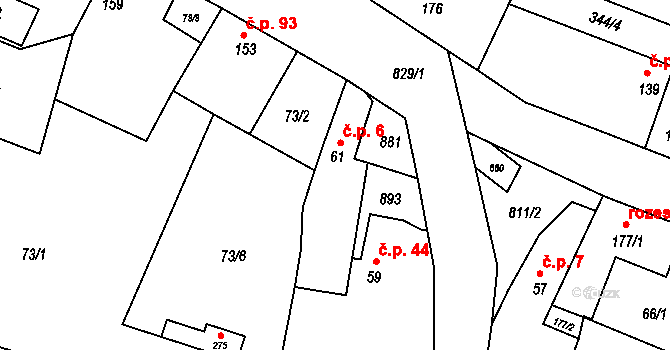 Telce 6, Peruc na parcele st. 61 v KÚ Telce, Katastrální mapa