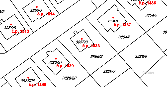 Chotěboř 1438 na parcele st. 3855/3 v KÚ Chotěboř, Katastrální mapa