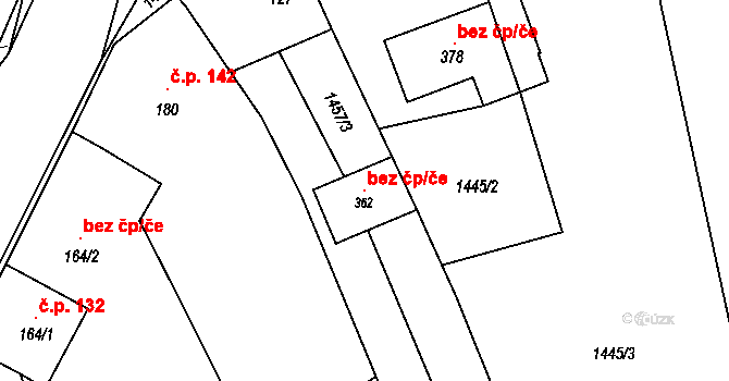 Kunovice 100550843 na parcele st. 362 v KÚ Kunovice, Katastrální mapa