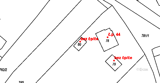 Rovná 101024843 na parcele st. 80 v KÚ Rovná u Hořepníku, Katastrální mapa