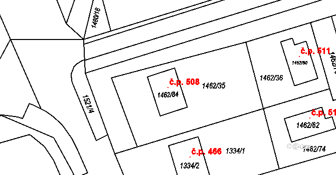 Záblatí 508, Bohumín na parcele st. 1462/84 v KÚ Záblatí u Bohumína, Katastrální mapa