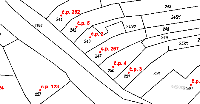 Určice 267 na parcele st. 247 v KÚ Určice, Katastrální mapa