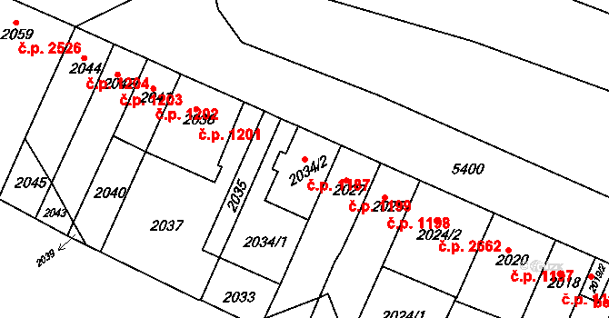 Znojmo 1187 na parcele st. 2034/2 v KÚ Znojmo-město, Katastrální mapa