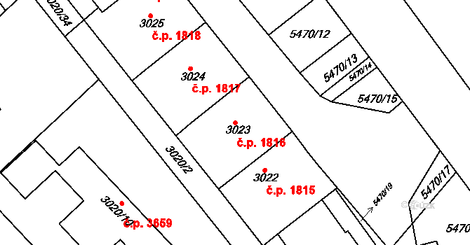 Znojmo 1816 na parcele st. 3023 v KÚ Znojmo-město, Katastrální mapa