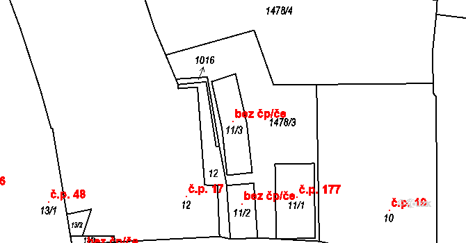 Kvíčovice 118174843 na parcele st. 11/3 v KÚ Kvíčovice, Katastrální mapa