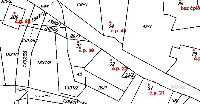 Panská Lhota 22, Brtnice na parcele st. 32 v KÚ Panská Lhota, Katastrální mapa