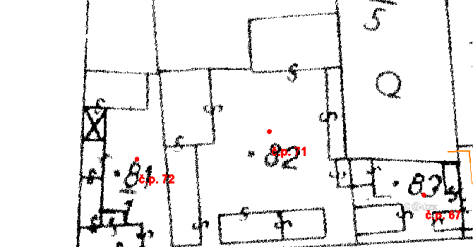 Hobšovice 71 na parcele st. 82 v KÚ Hobšovice, Katastrální mapa