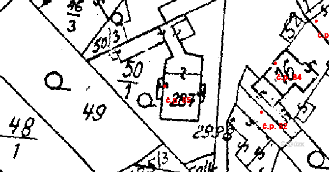 Nenkovice 85 na parcele st. 287 v KÚ Nenkovice, Katastrální mapa