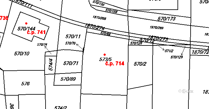 Vyškov-Předměstí 714, Vyškov na parcele st. 573/5 v KÚ Vyškov, Katastrální mapa