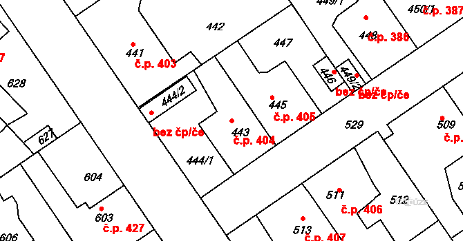 Buštěhrad 404 na parcele st. 443 v KÚ Buštěhrad, Katastrální mapa