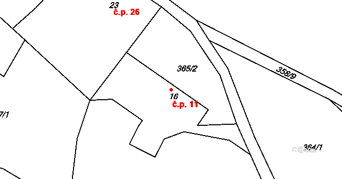 Koubalova Lhota 11, Klučenice na parcele st. 16 v KÚ Koubalova Lhota, Katastrální mapa