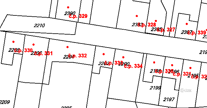 Mimoň I 333, Mimoň na parcele st. 2202 v KÚ Mimoň, Katastrální mapa