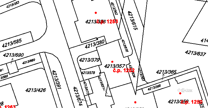 Lutyně 1252, Orlová na parcele st. 4213/357 v KÚ Horní Lutyně, Katastrální mapa