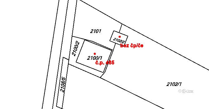 Skřečoň 485, Bohumín na parcele st. 2100/1 v KÚ Skřečoň, Katastrální mapa